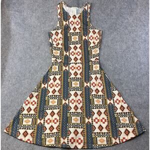 H & M Dress Womens Size XS A Line Stretch Sleeveless Aztec Design Mini